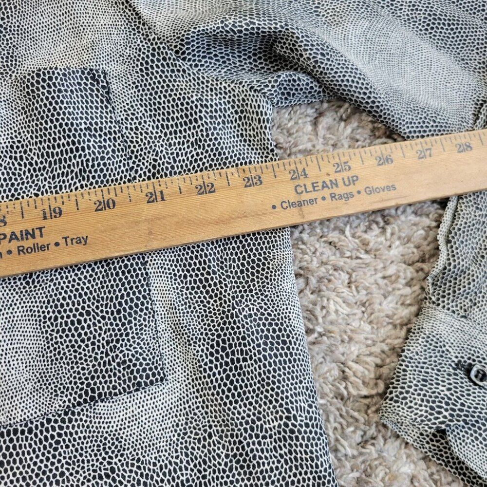 Vintage Alan Stuart Shirt Mens Large Gray Geometric Polyester Button Up Staining - Picture 3 of 7